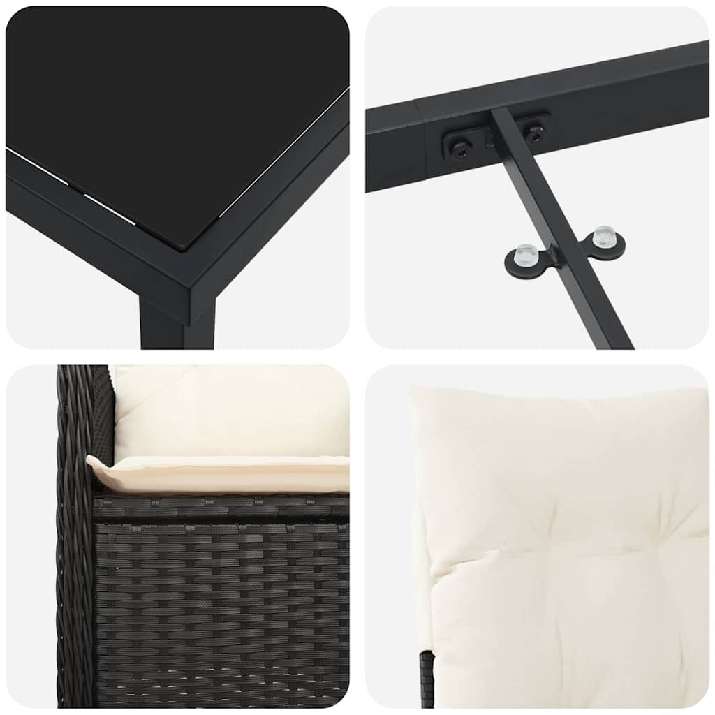 Vrtni set za objed 3 pcs Crna poliratan