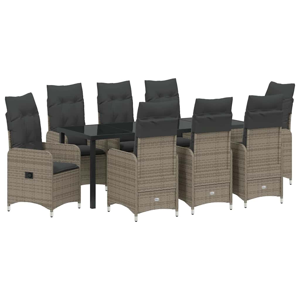 Vrtni set za objed 9 pcs Siva poliratan