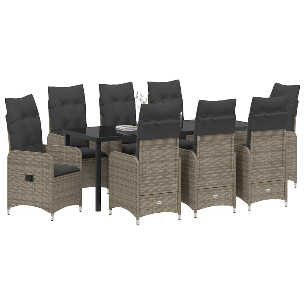 Vrtni set za objed 9 pcs Siva poliratan