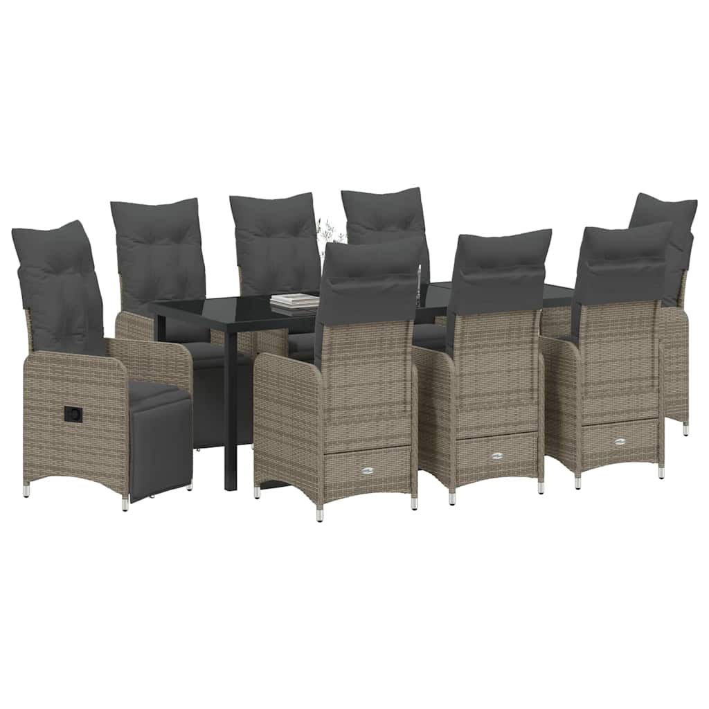 Vrtni set za objed 9 pcs Siva poliratan
