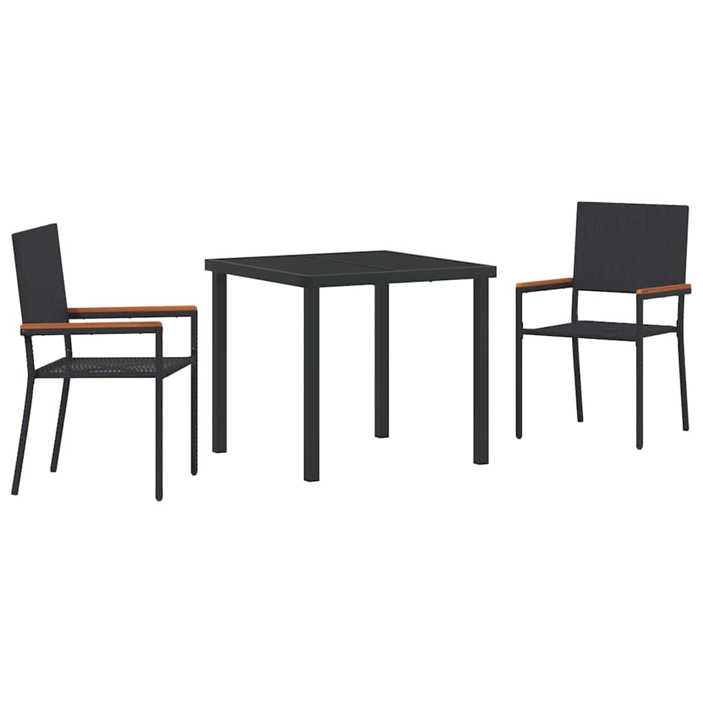 Vrtni set za objed s jastukom 3 pcs Crna poliratan