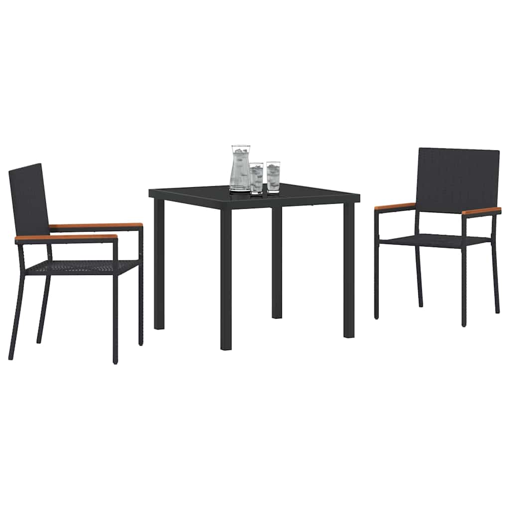 Vrtni set za objed s jastukom 3 pcs Crna poliratan