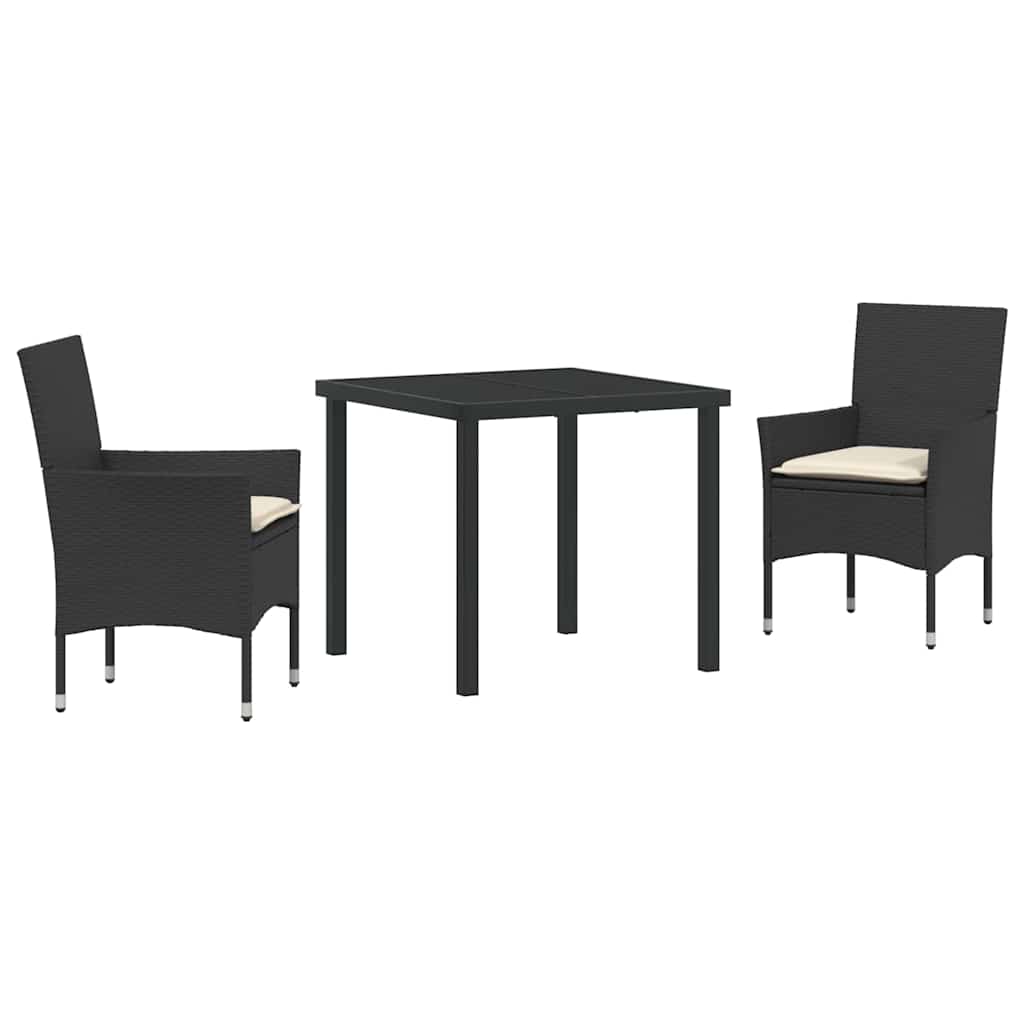 Vrtni set za objed s jastukom 3 pcs Crna poliratan