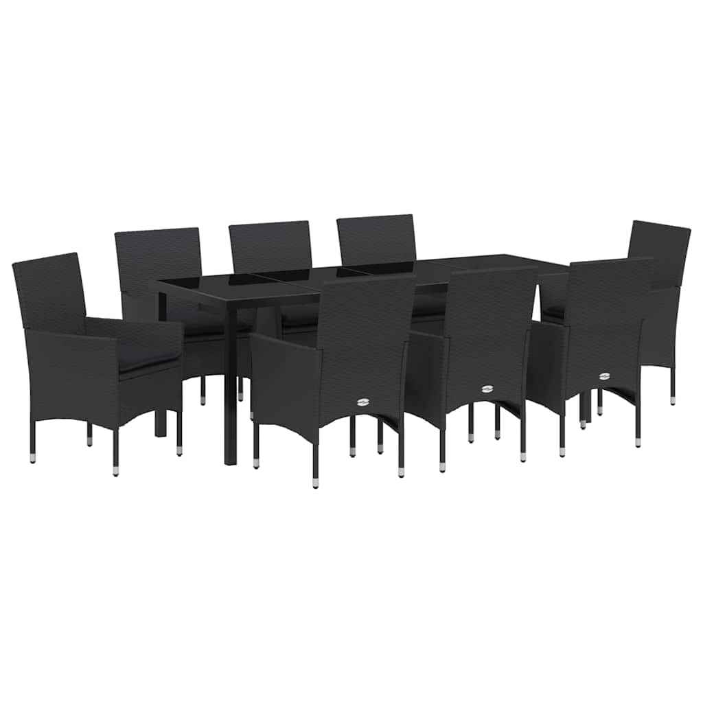 Vrtni set za objed s jastukom 9 pcs Crna poliratan
