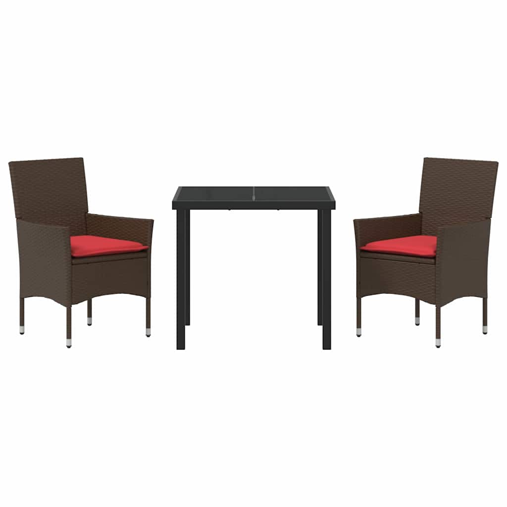 Set stola i stolica s jastukom 3 pcs Smeđa PE ratan