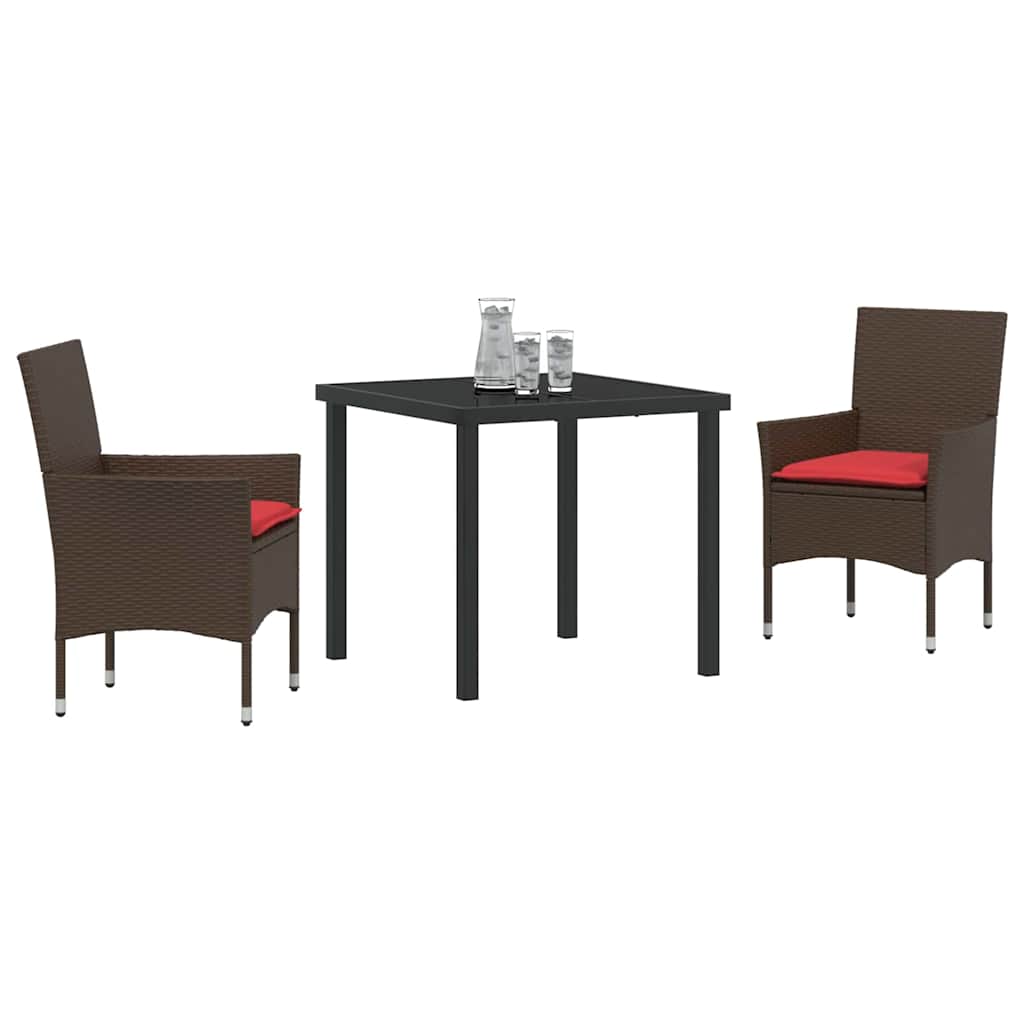 Set stola i stolica s jastukom 3 pcs Smeđa PE ratan