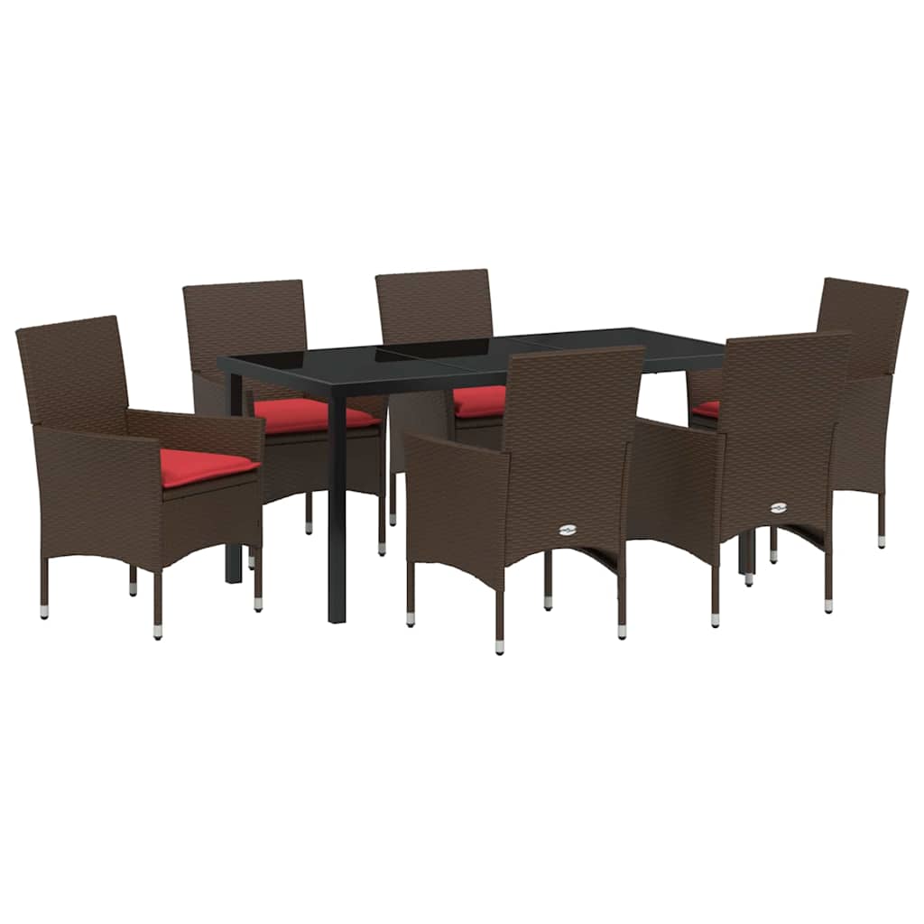 Set stola i stolica s jastukom 7 pcs Smeđa PE ratan