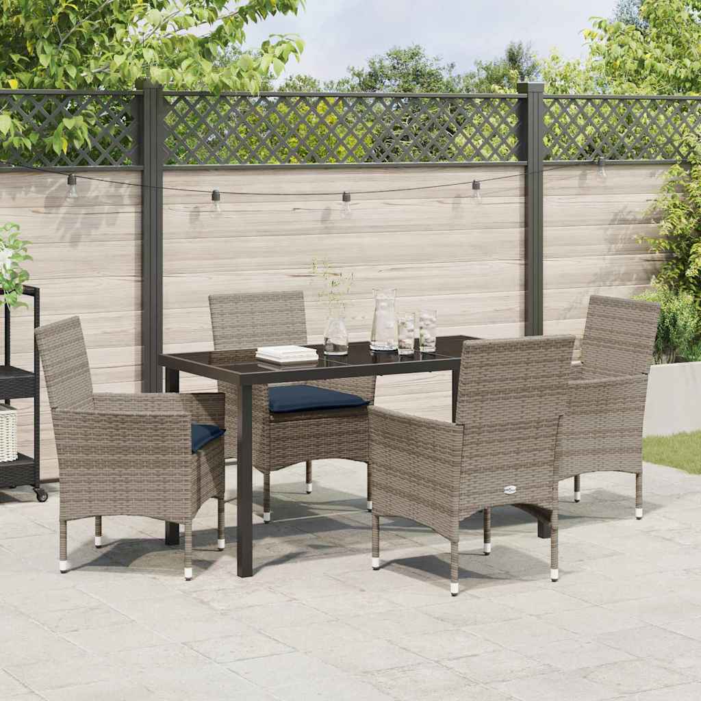 Set stola i stolica s jastukom 5 pcs Siva PE ratan