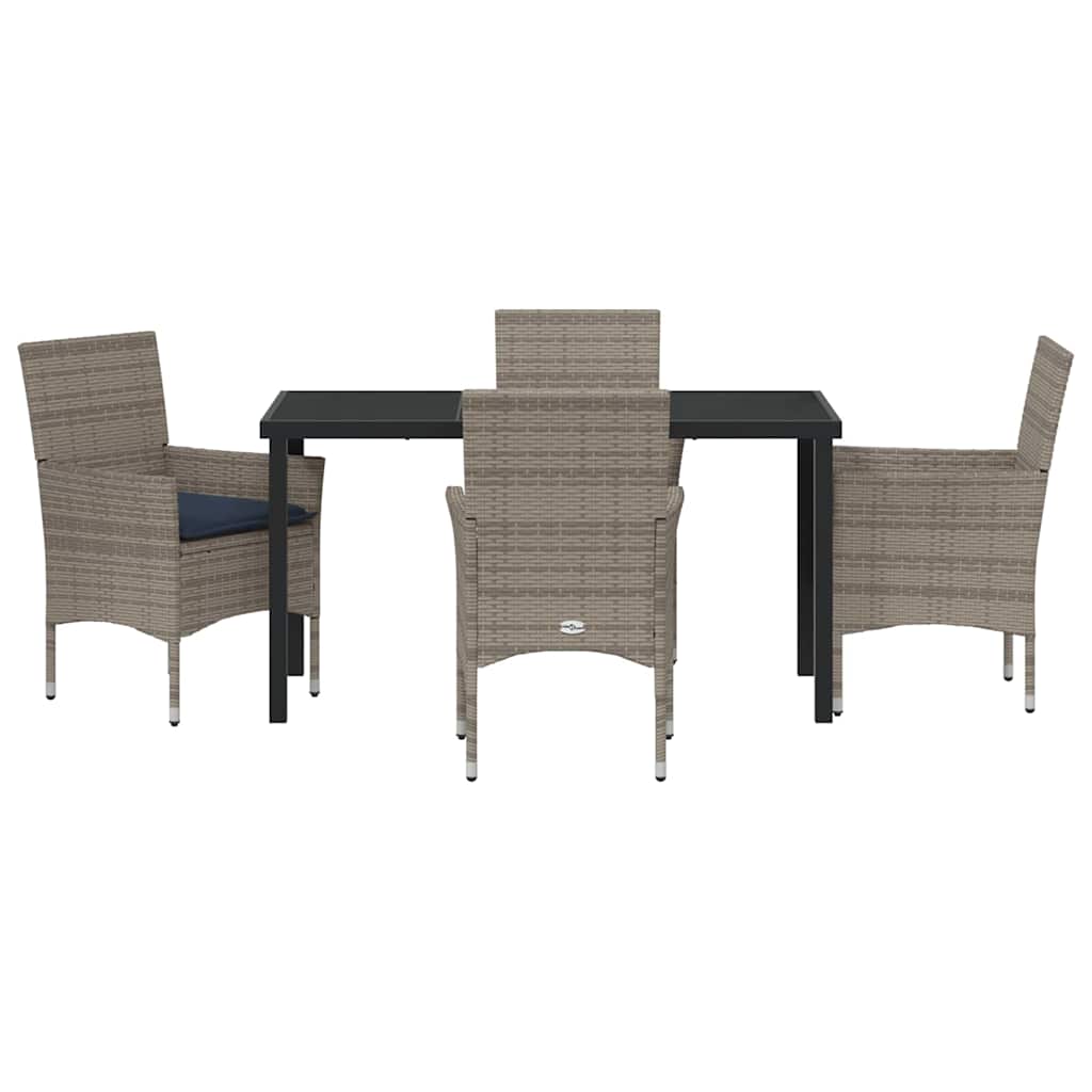 Set stola i stolica s jastukom 5 pcs Siva PE ratan