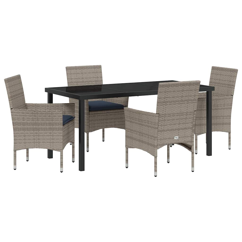 Set stola i stolica s jastukom 5 pcs Siva PE ratan