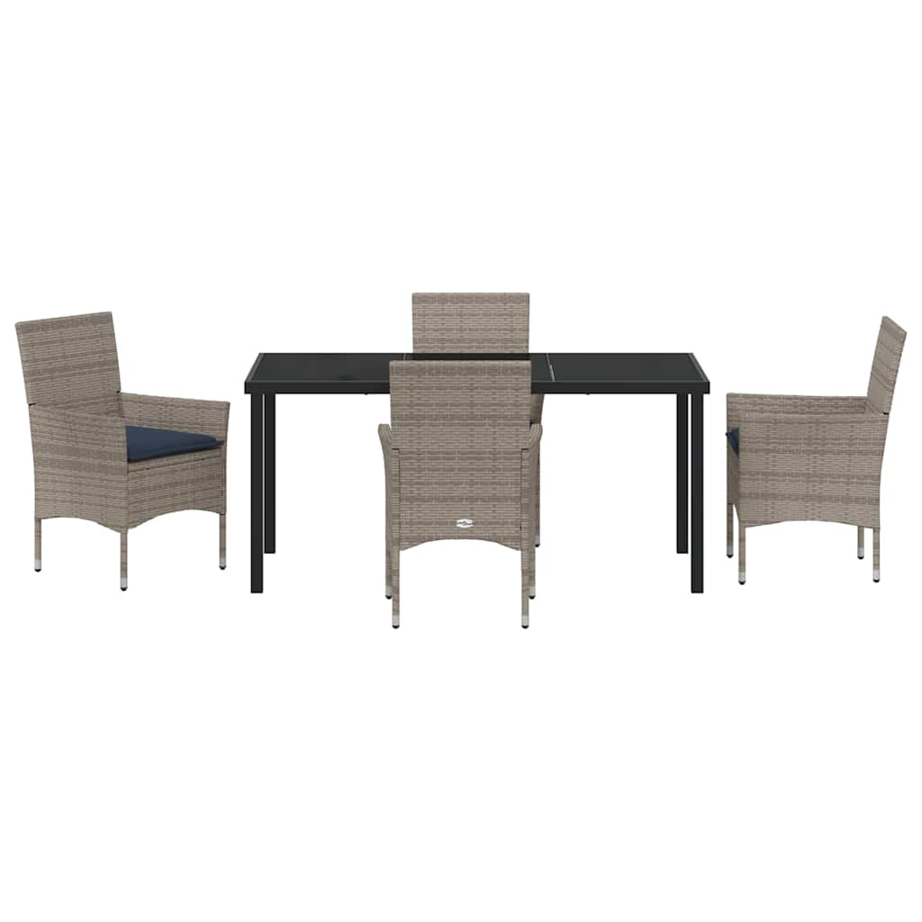 Set stola i stolica s jastukom 5 pcs Siva PE ratan