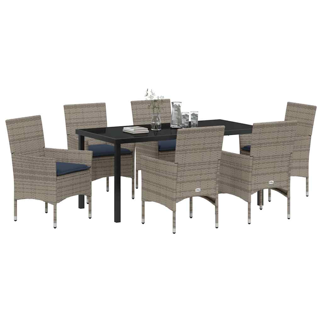 Set stola i stolica s jastukom 7 pcs Siva PE ratan