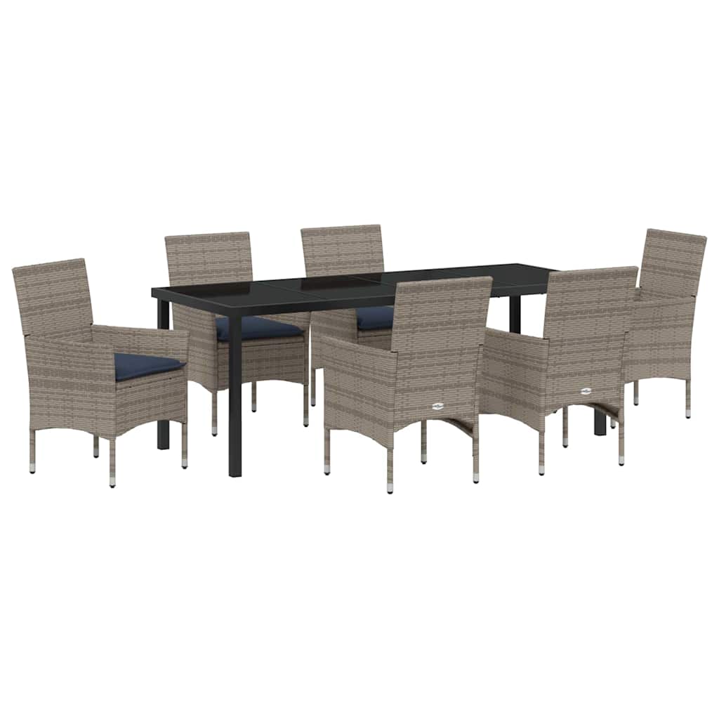 Set stola i stolica s jastukom 7 pcs Siva PE ratan