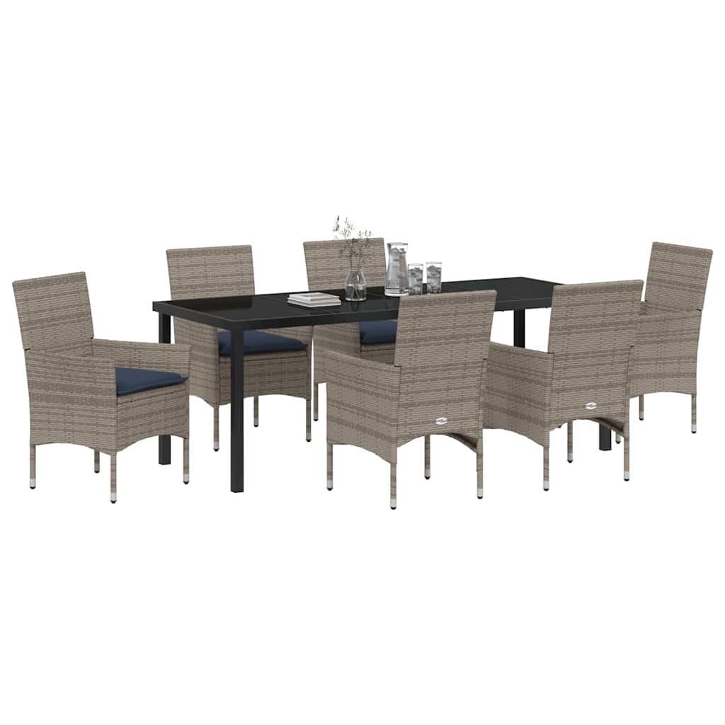 Set stola i stolica s jastukom 7 pcs Siva PE ratan