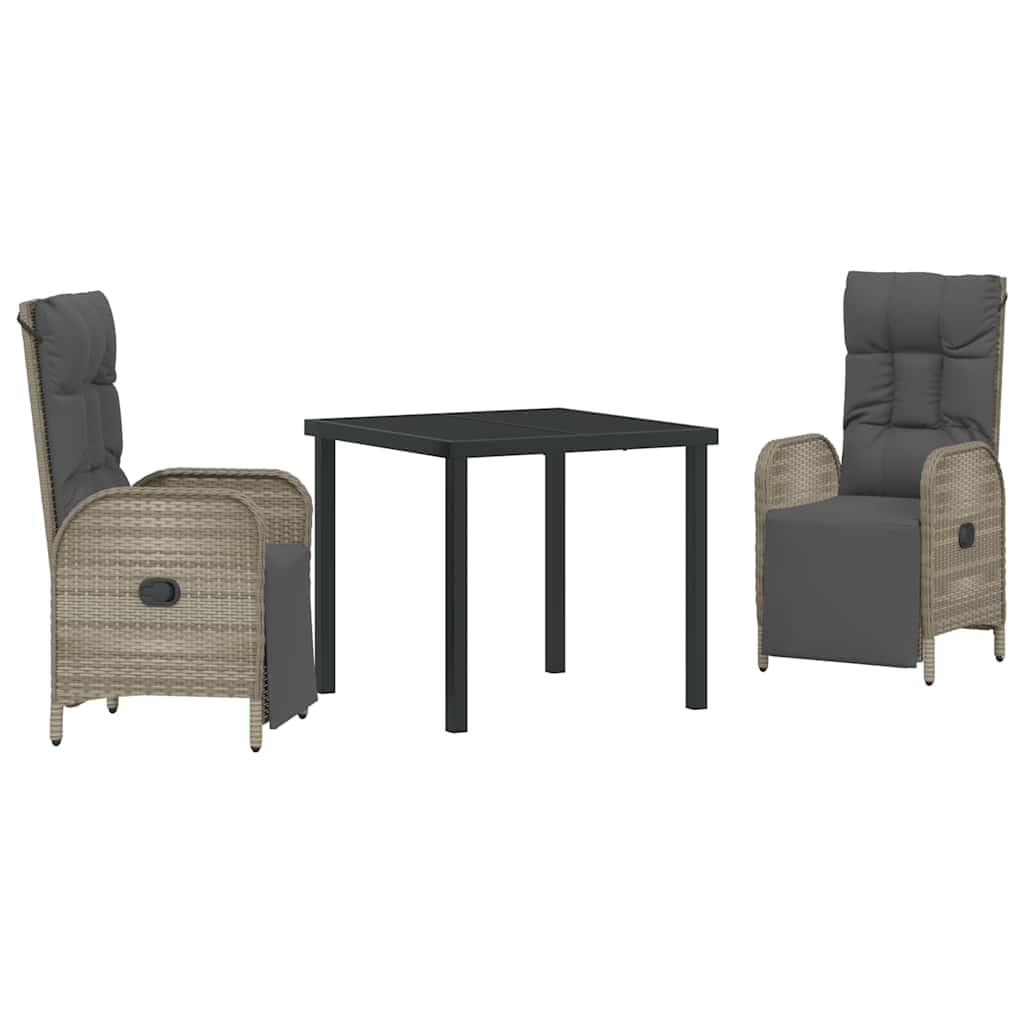 Vrtni set za objed s jastukom 3 pcs Siva poliratan
