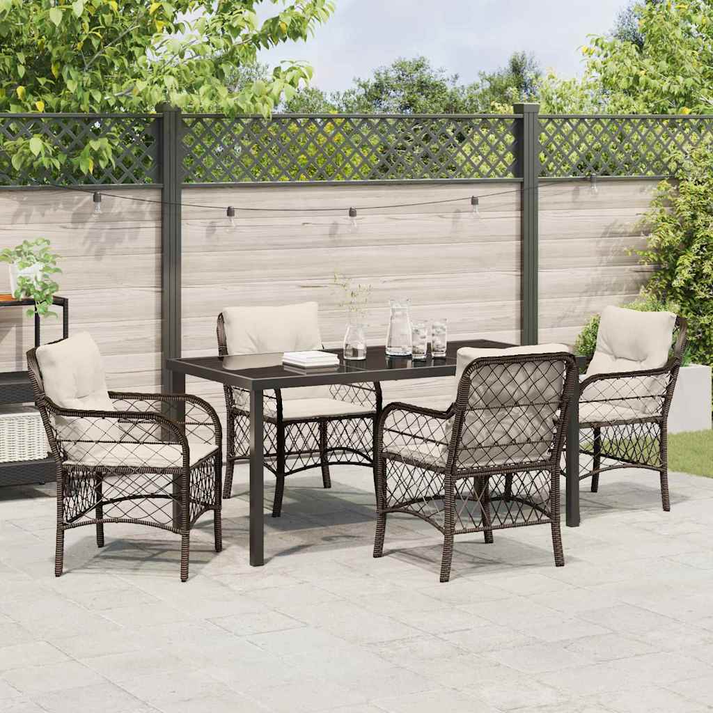 Vrtni set za objed s jastukom 5 pcs Smeđa poliratan