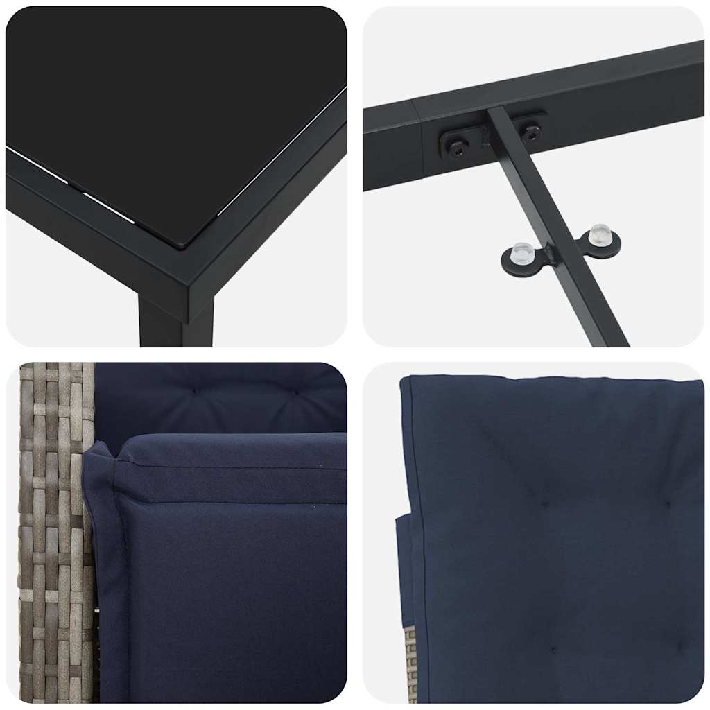 Vrtni set za objed 9 kom. Siva poliratan