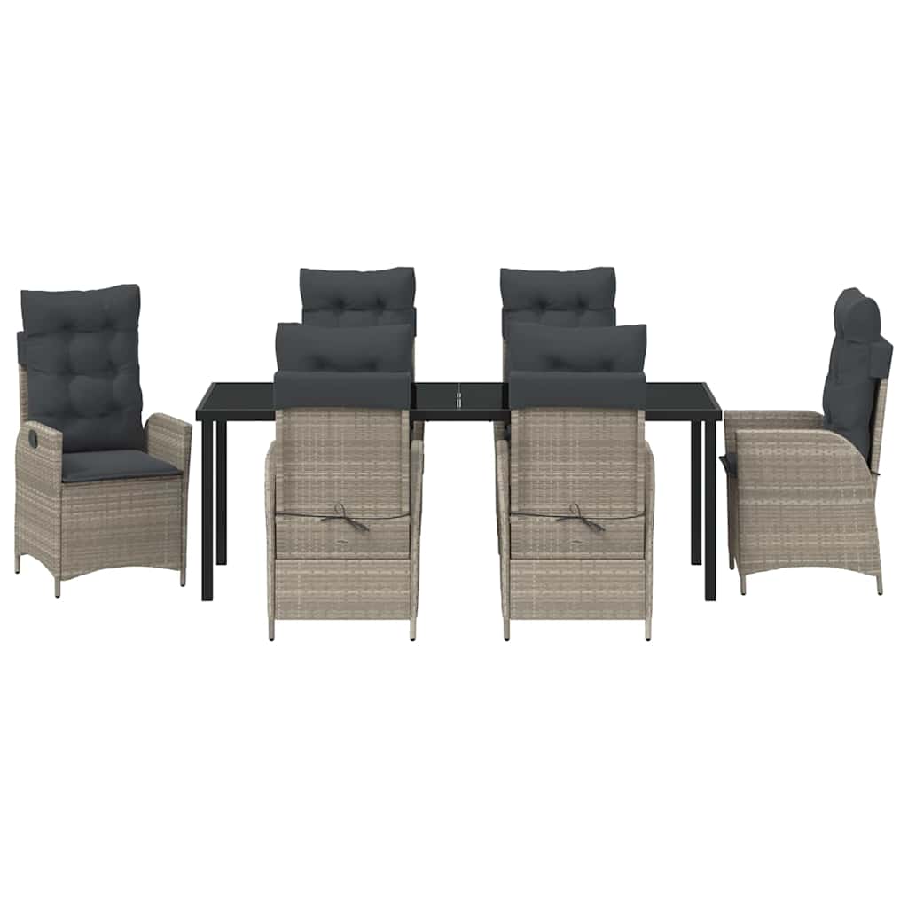 Vrtni set za objed s jastukom 7 pcs Svijetlo siva poliratan