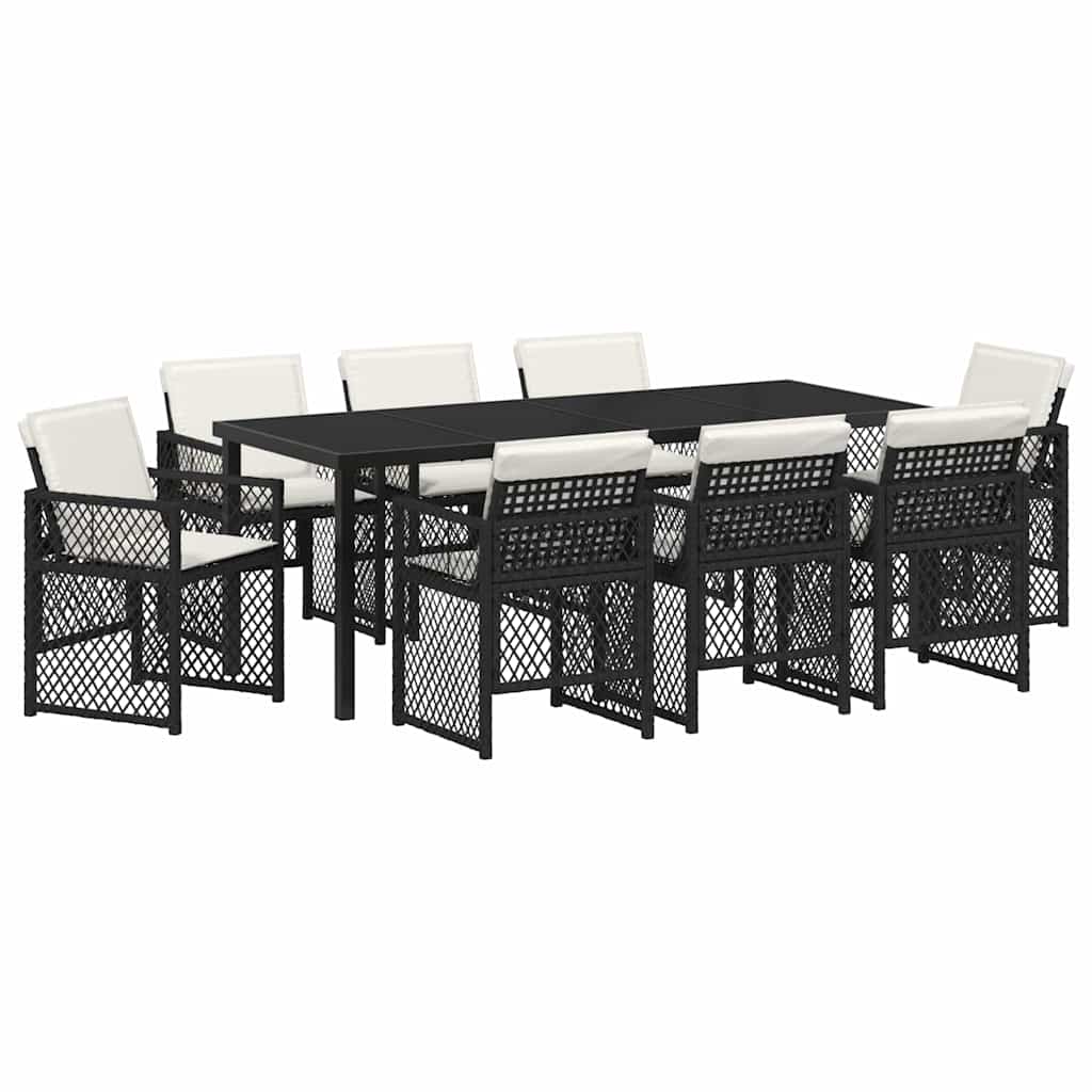 Vrtni set za objed 9 pcs Crna poliratan