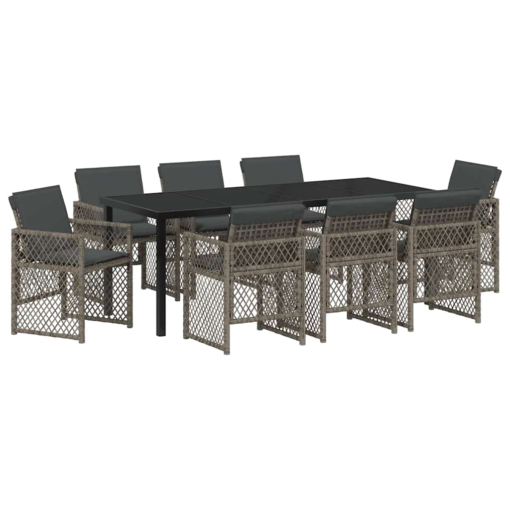 Vrtni set za objed 9 pcs Siva poliratan