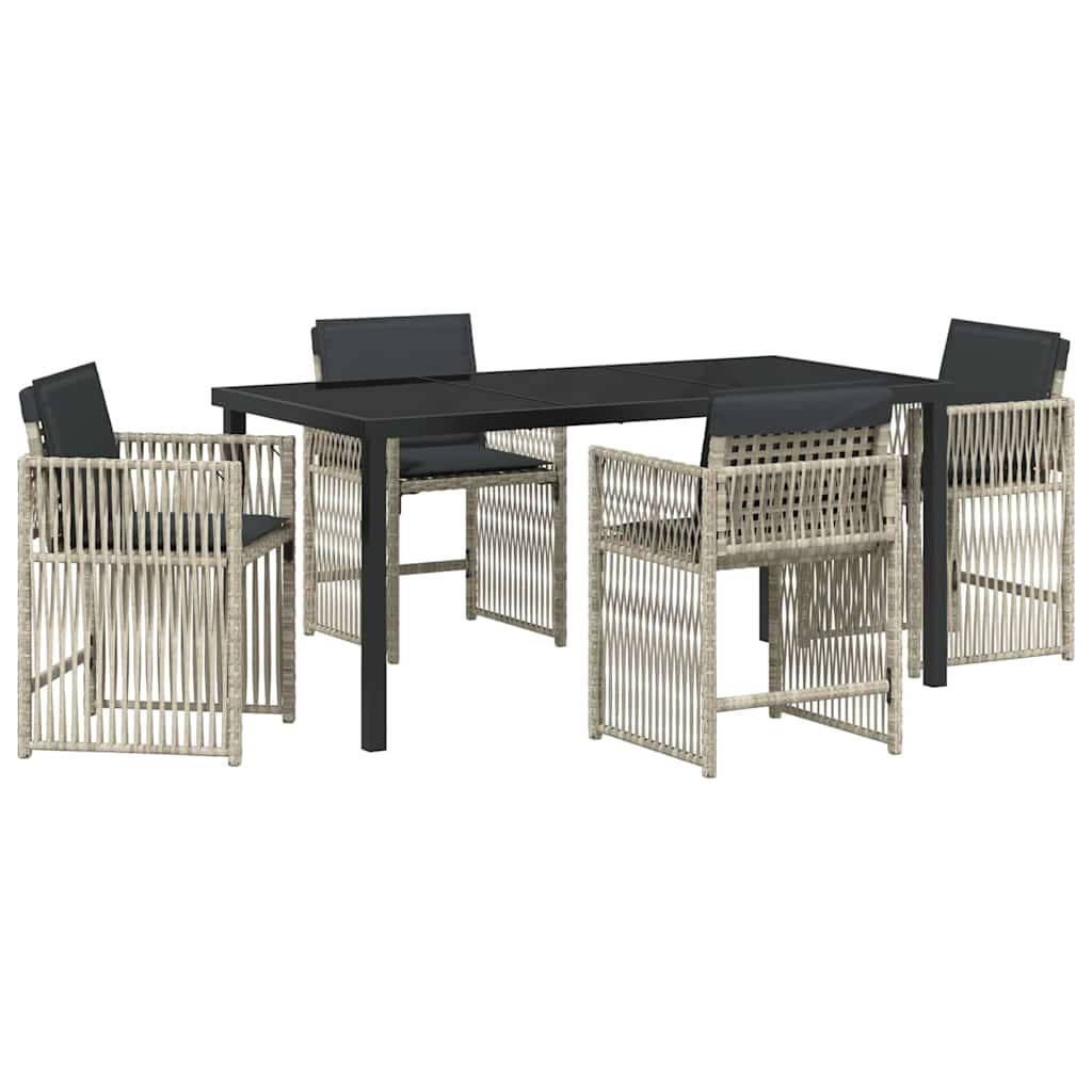 Vrtni set za objed 5 pcs Svijetlo siva Čelik s prahom premazan