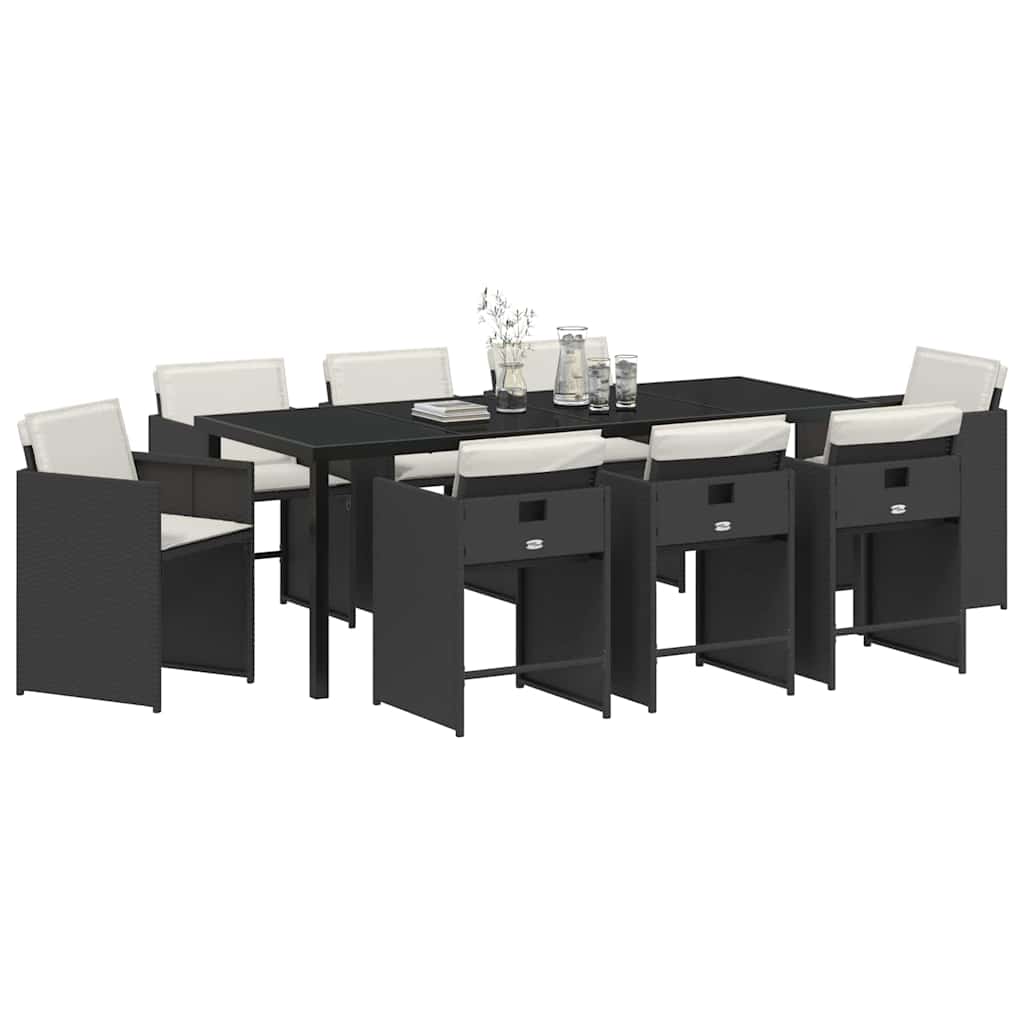 Vrtni set za objed 9 pcs Crna poliratan