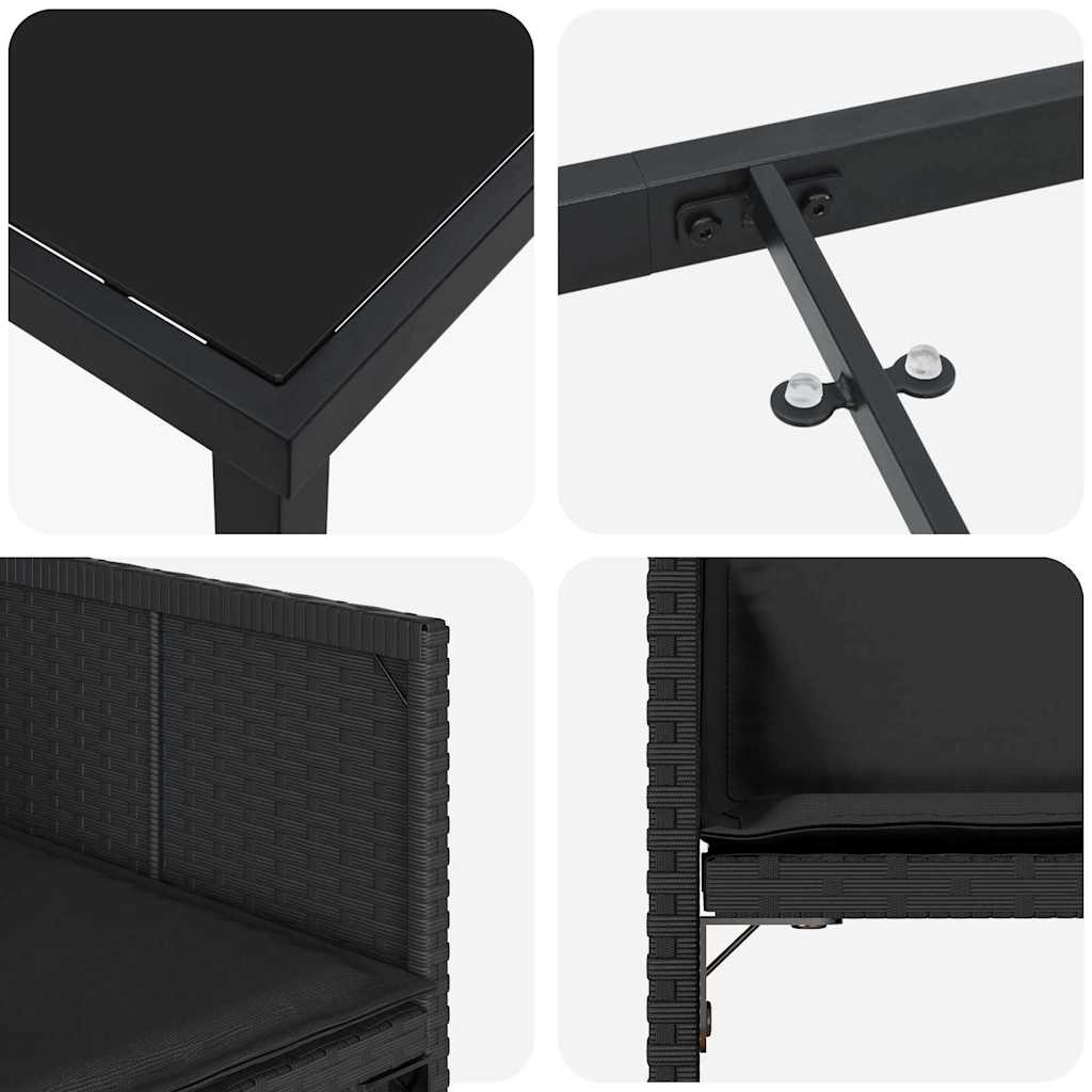 Vrtni set za objed 9 pcs Crna poliratan