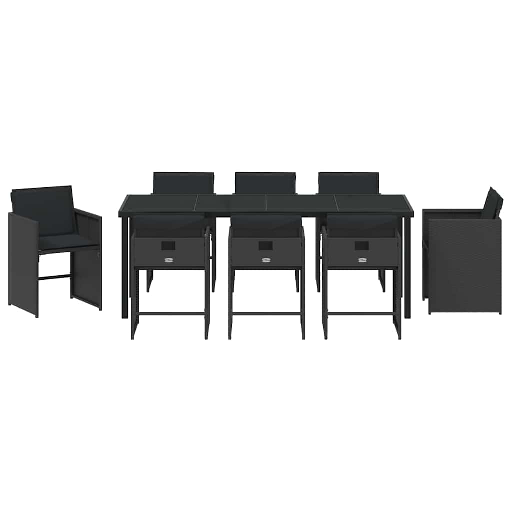 Vrtni set za objed 9 pcs Crna poliratan