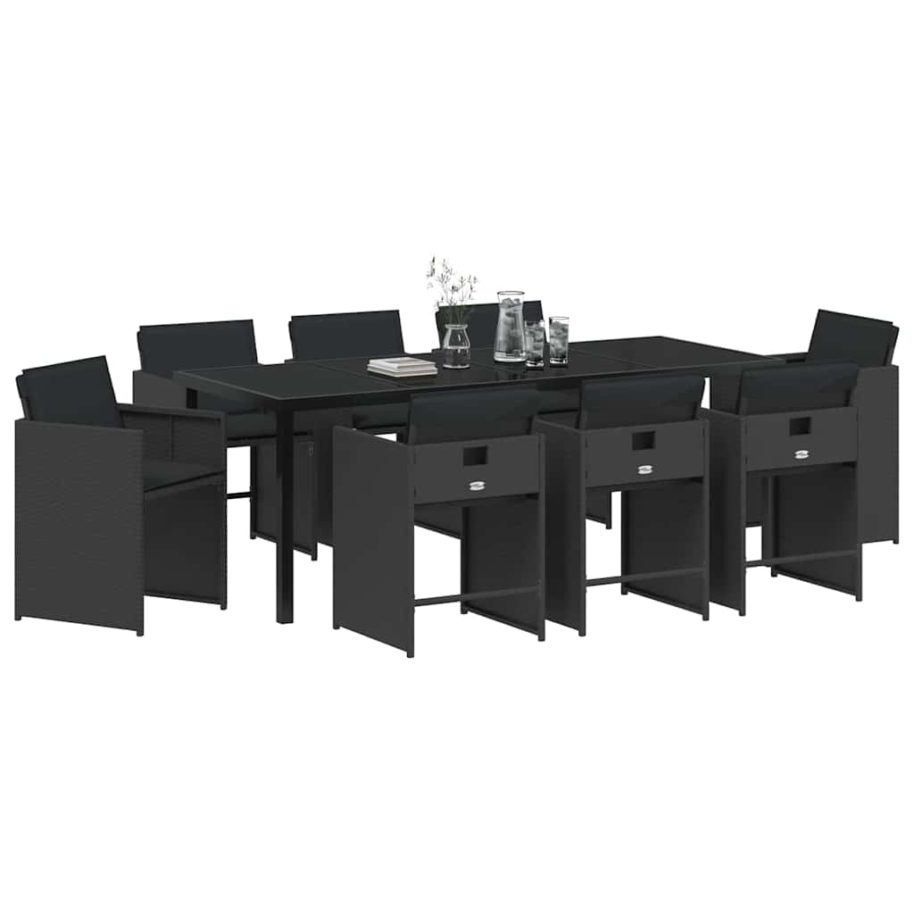 Vrtni set za objed 9 pcs Crna poliratan