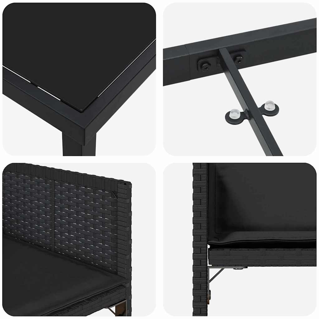 Vrtni set za objed 9 pcs Crna poliratan