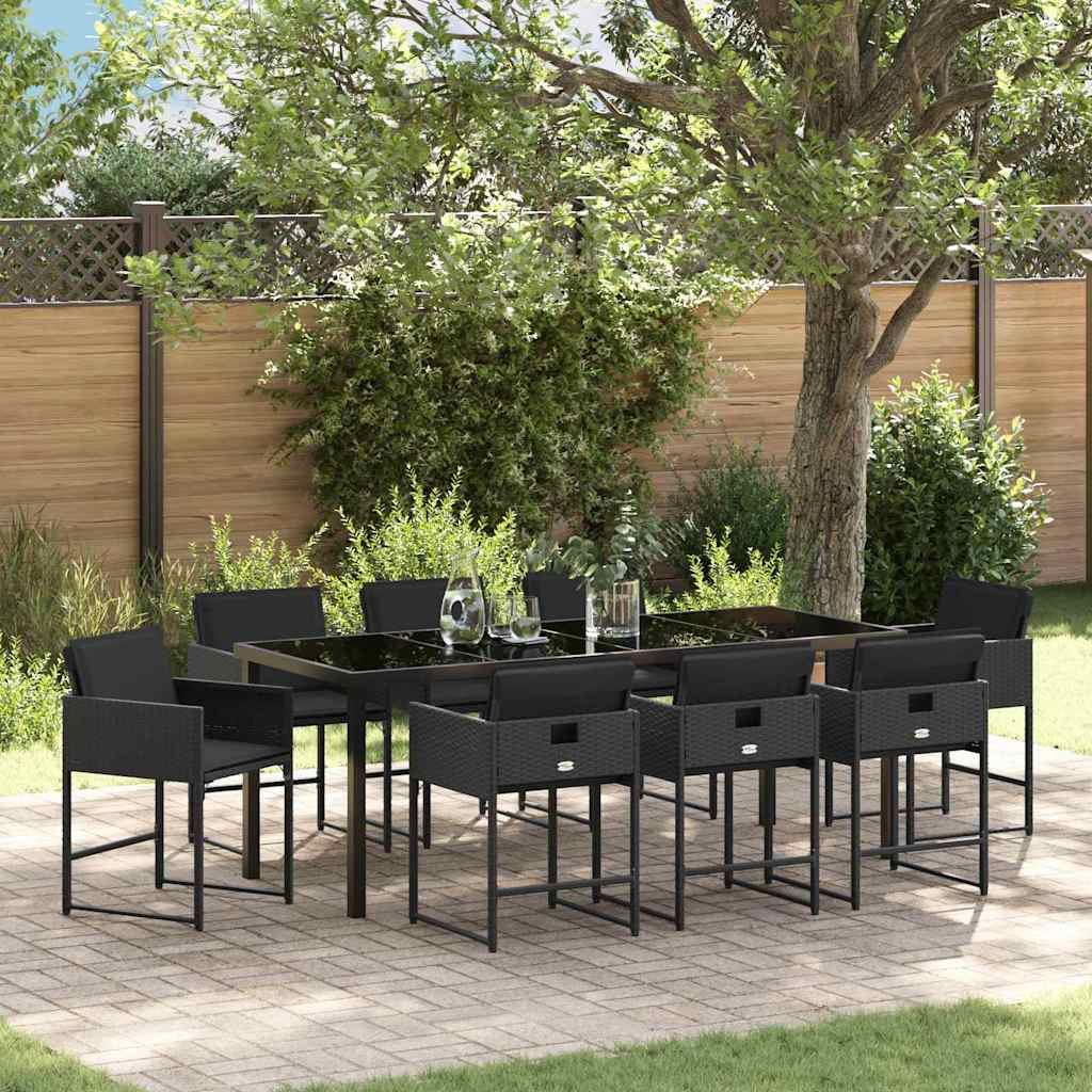 Vrtni set za objed 9 pcs Crna poliratan