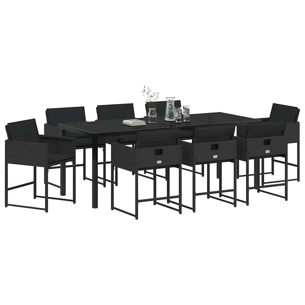 Vrtni set za objed 9 pcs Crna poliratan