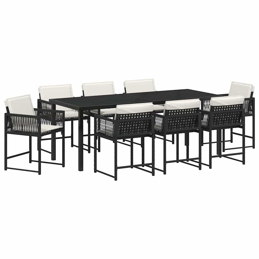 Vrtni set za objed 9 pcs Crna poliratan