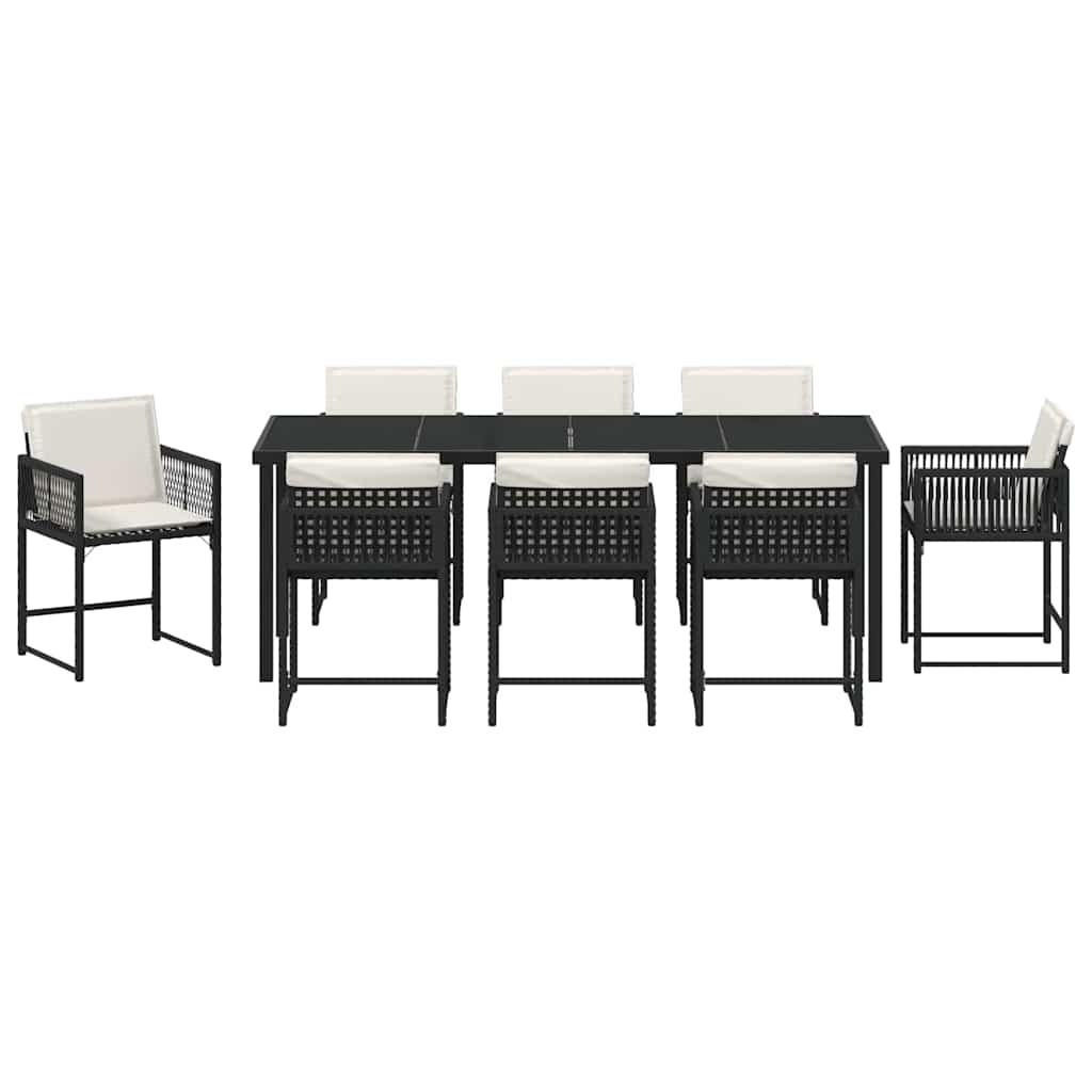 Vrtni set za objed 9 pcs Crna poliratan