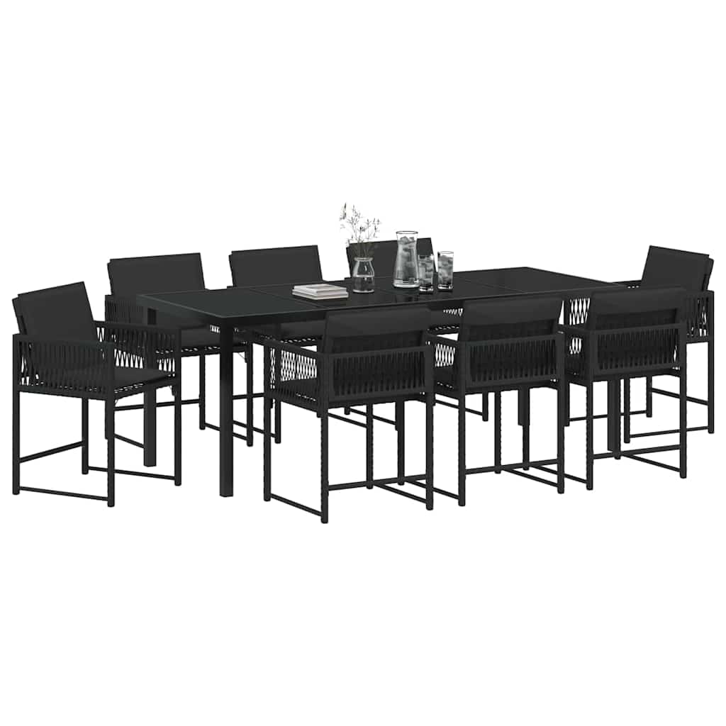 Vrtni set za objed 9 pcs Crna poliratan