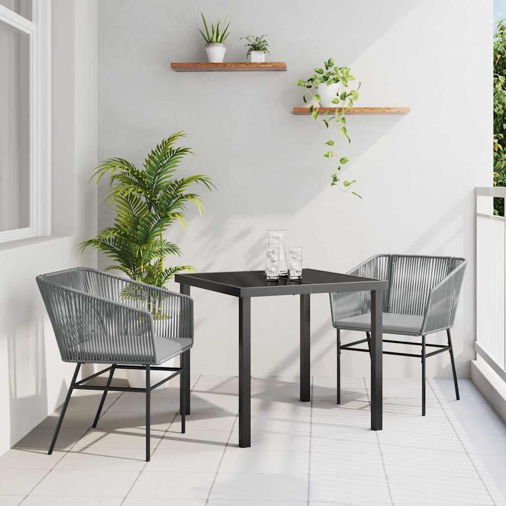 Vrtni set za objed 3 pcs Siva Čelik s prahom premazan