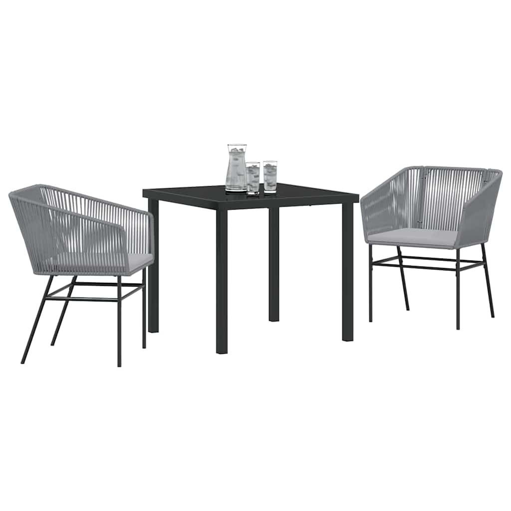 Vrtni set za objed 3 pcs Siva Čelik s prahom premazan