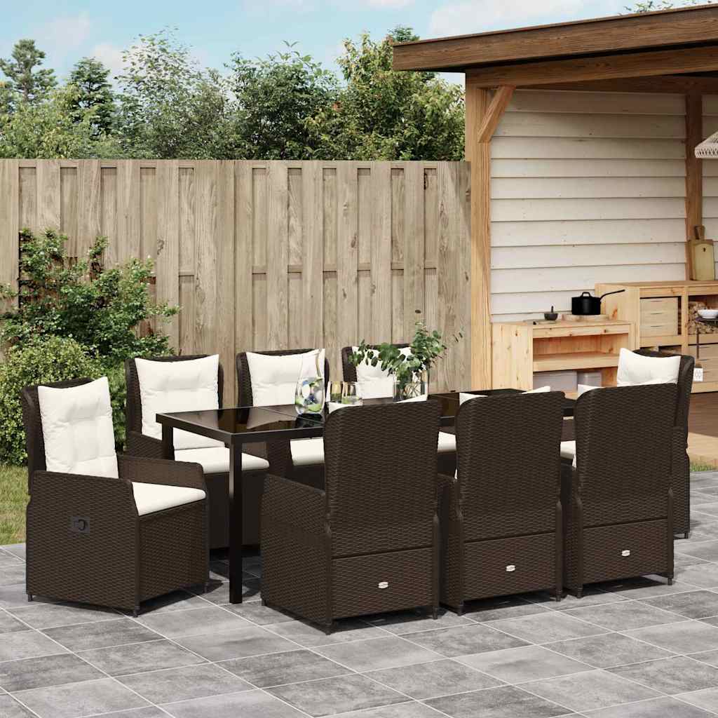 Vrtni set za objed 9 pcs Smeđa poliratan