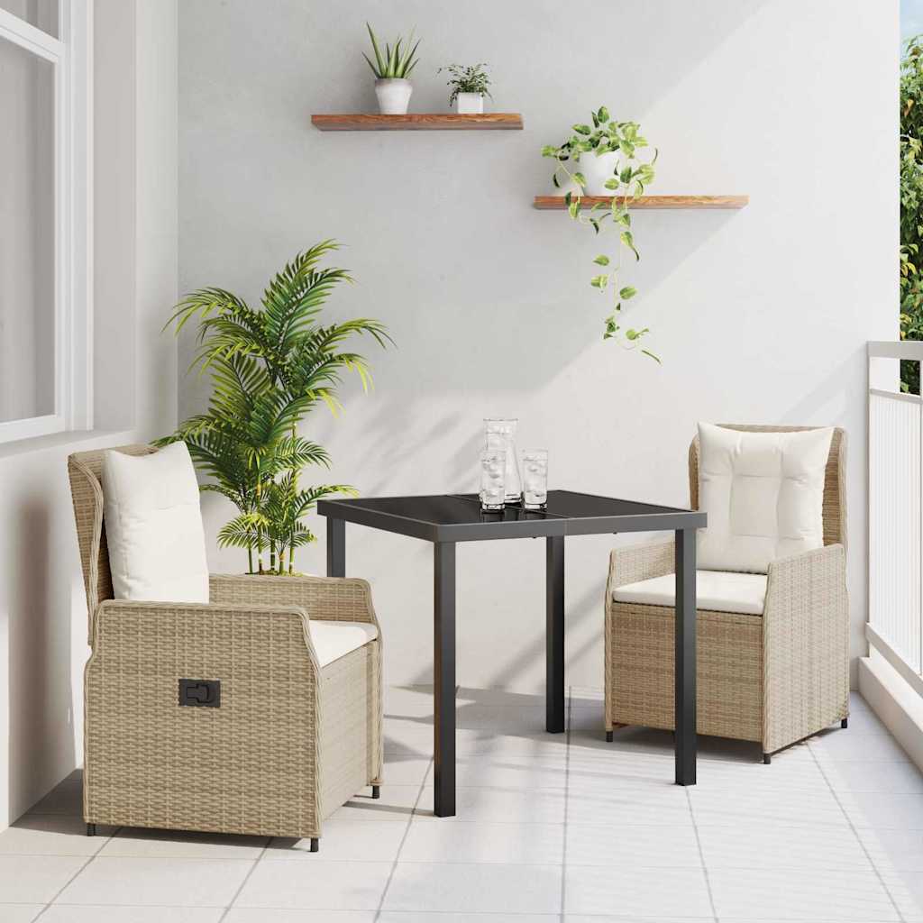 Vrtni set za objed 3 pcs Bež i svijetlo siva poliratan