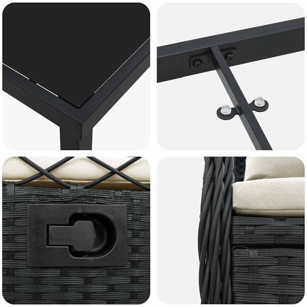 Vrtni set za objed 7 pcs Crna poliratan