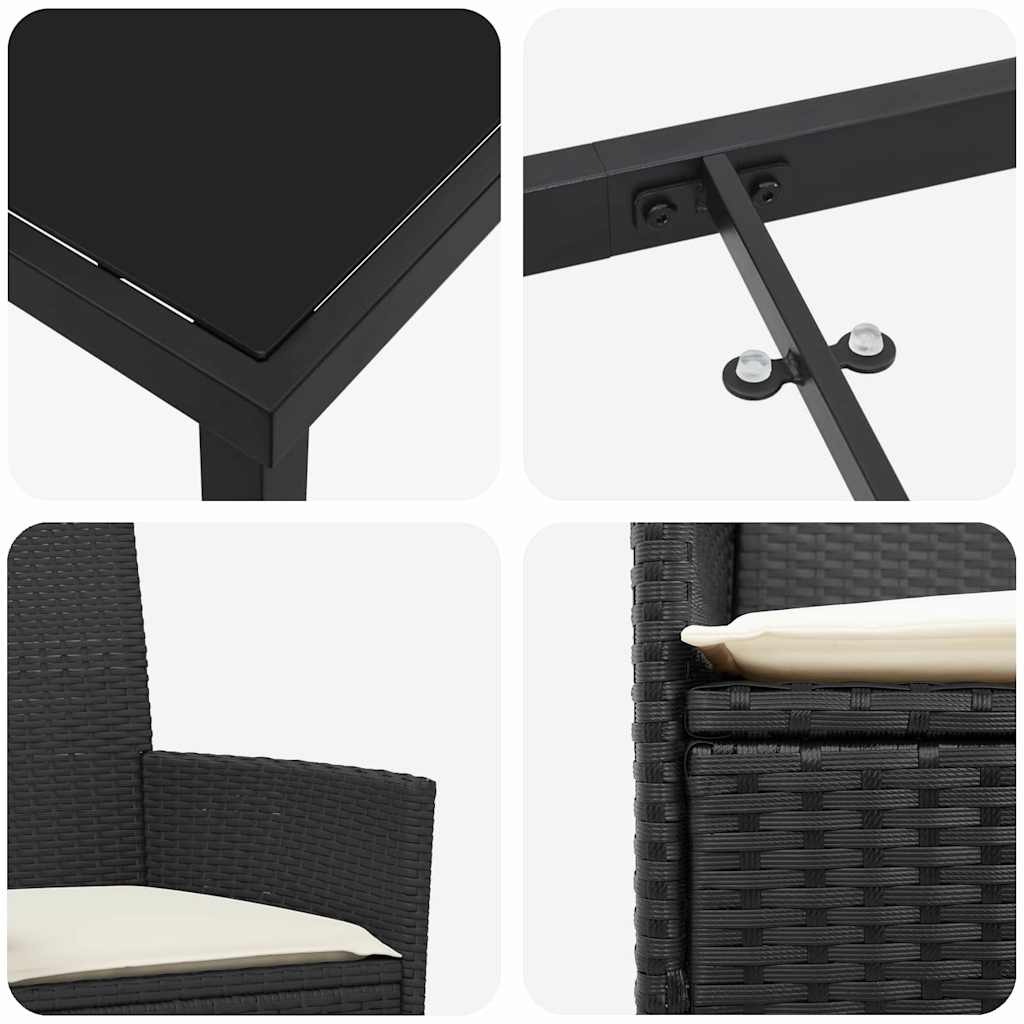 Vrtni set za objed 3 pcs Crna poliratan