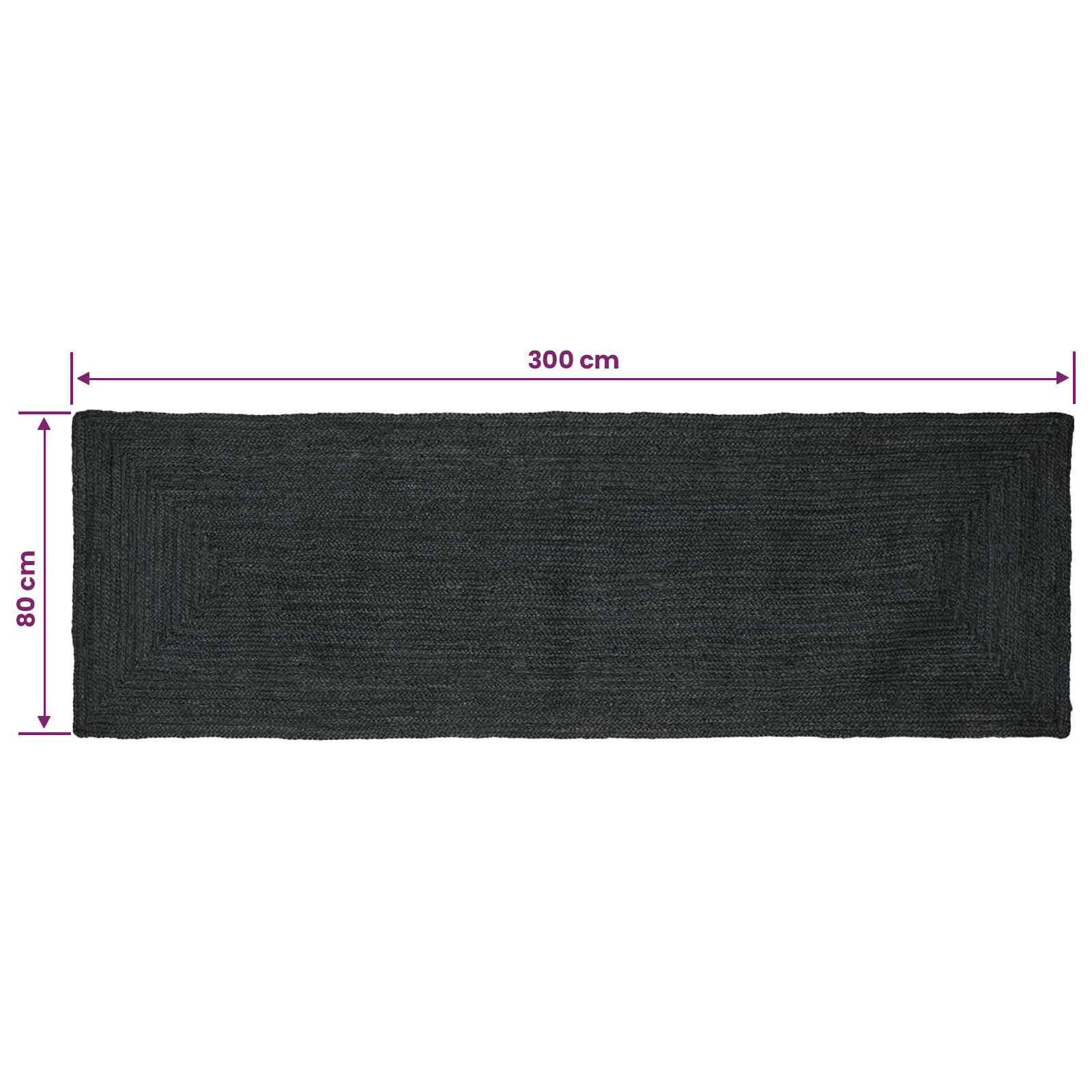 Tepisi za područja Pravokutni Tamnosiva 80 x 300 cm Juta