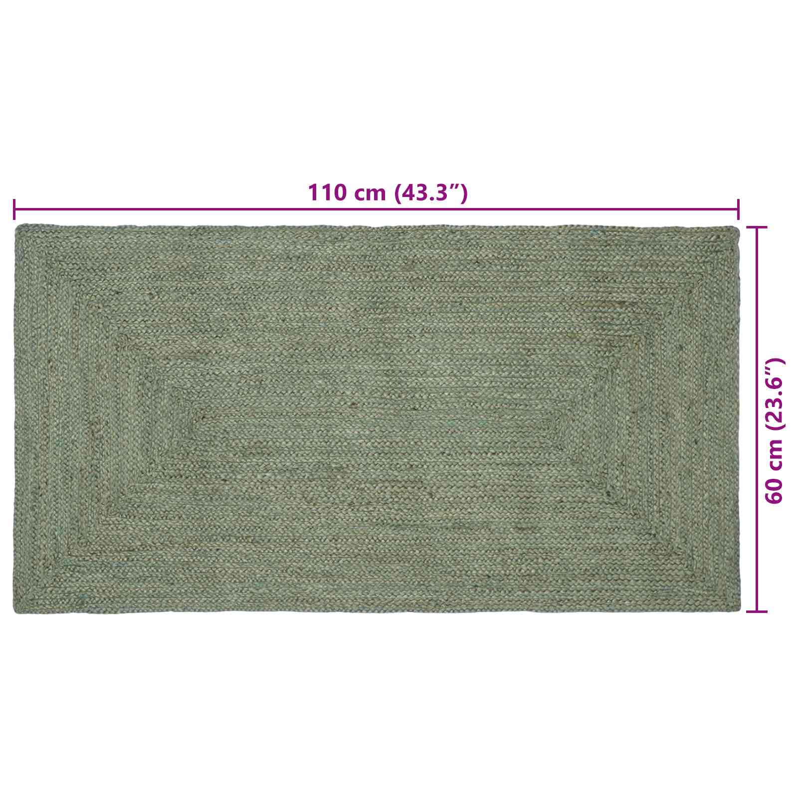 Tepisi za područja Pravokutni Maslinastozelena 60 x 110 cm Juta