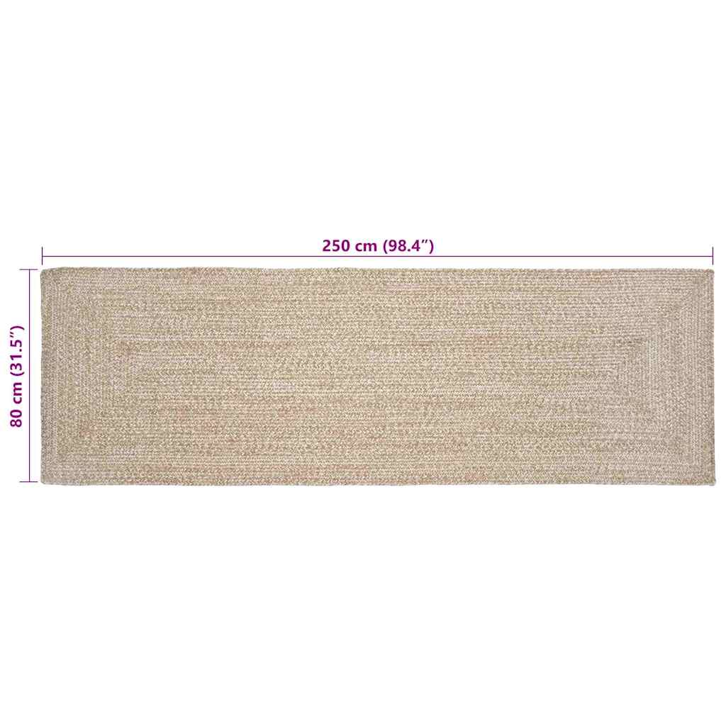 Tepisi za područja Prirodna i bijela 80 x 250 cm Juta