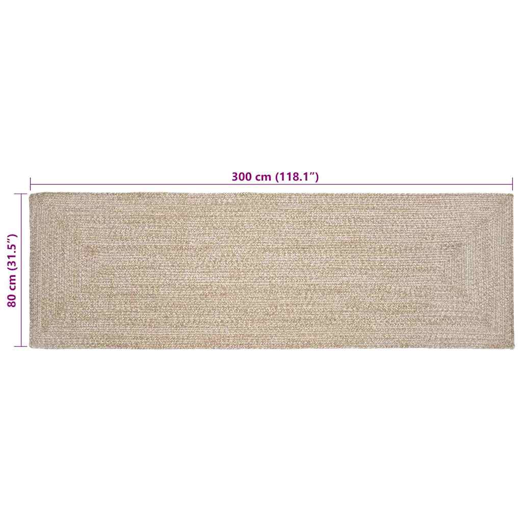 Tepisi za područja Prirodna i bijela 80 x 300 cm Juta