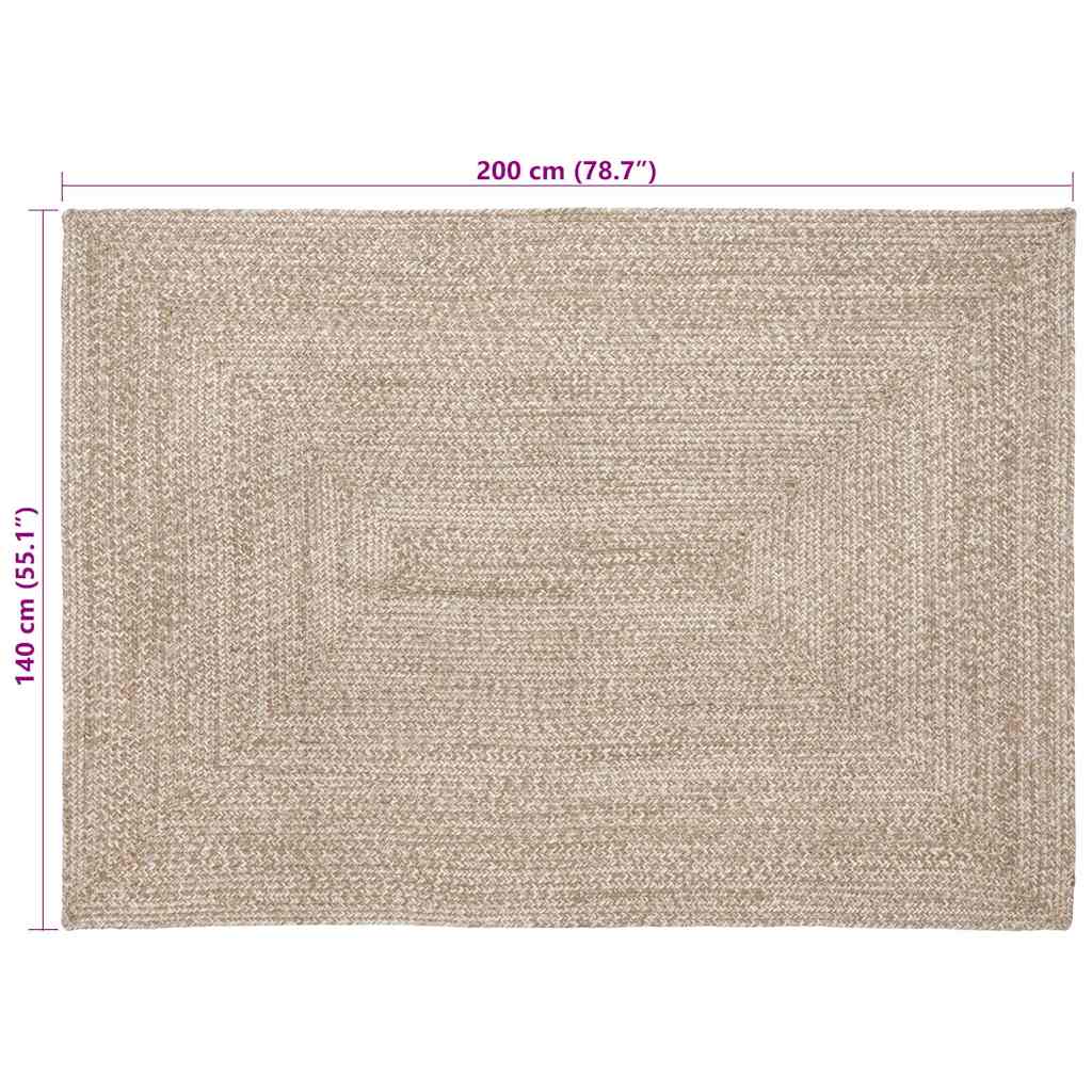 Tepisi za područja Prirodna i bijela 140 x 200 cm Juta