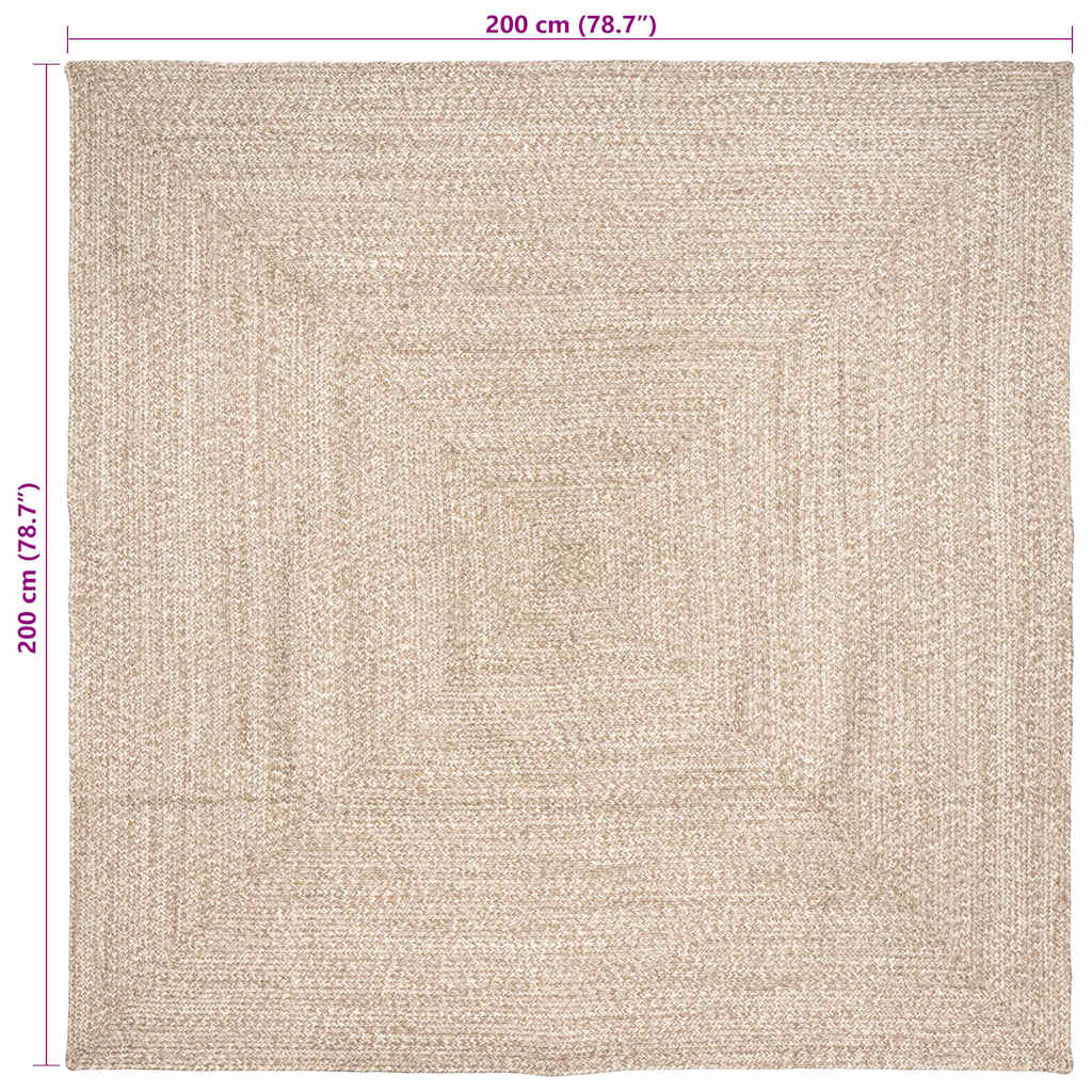Tepisi za područja Prirodna i bijela 200 x 200 cm Juta