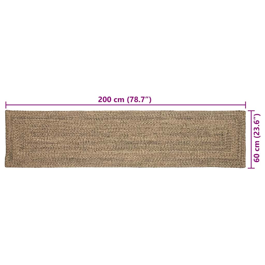 Tepisi za područja Prirodna i crna 60 x 200 cm Juta
