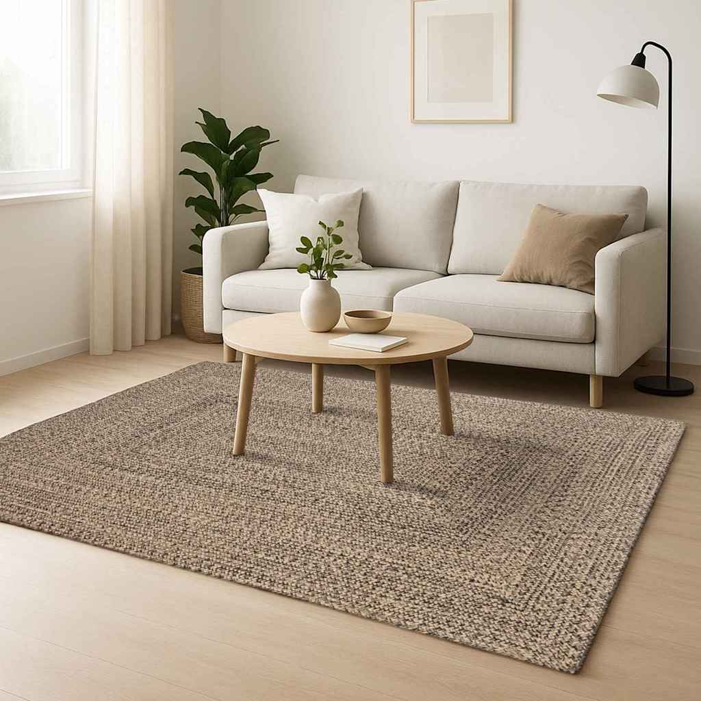 Tepisi za područja Prirodna i crna 120 x 120 cm Juta
