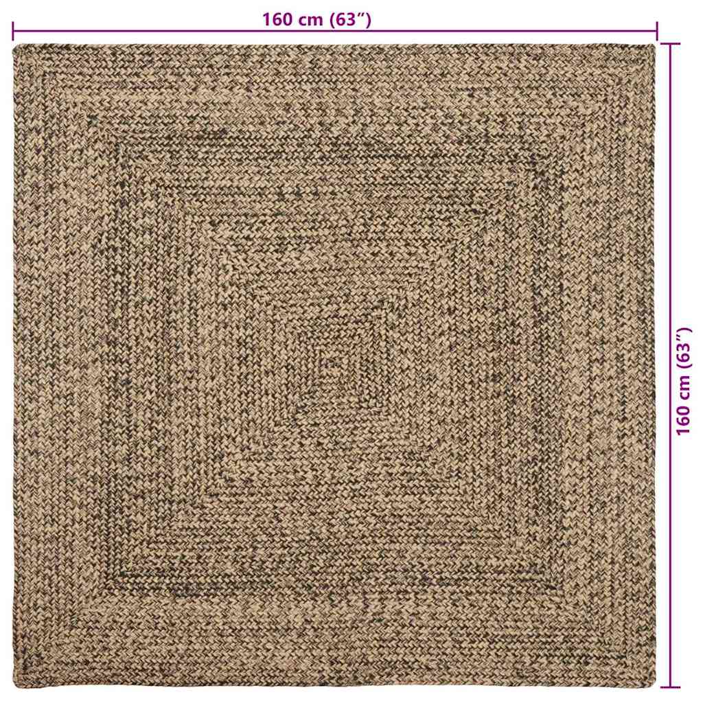 Tepisi za područja Prirodna i crna 160 x 160 cm Juta